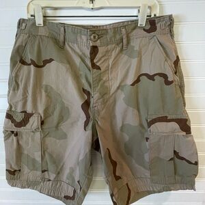 Bermuda Cargo Combat Mens Med Army Shorts Fishing Desert Camo BUTTON FLY